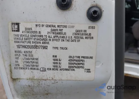 2003 GMC Sierra 2500Hd Sle z USA, uszkodzony, nr VIN 1GTHK29U93E377982